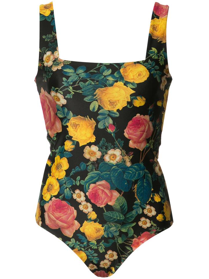 Fausto Puglisi Floral Print Bodysuit, Women's, Size: 42, Black, Polyamide/spandex/elastane