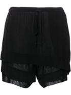 Lost & Found Ria Dunn Fold Front Shorts, Women's, Size: Large, Black, Silk/spandex/elastane