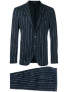 Tagliatore Pinstriped Dinner Suit, Men's, Size: 46, Blue, Spandex/elastane/cupro/virgin Wool