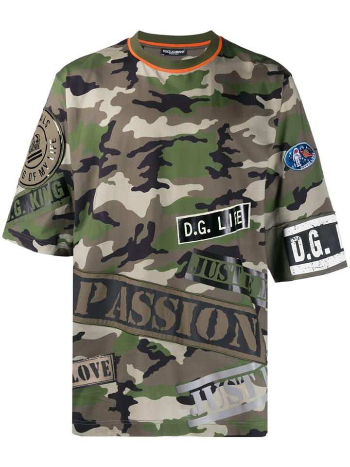 Dolce & Gabbana Camouflage Print Oversized T-shirt - Green
