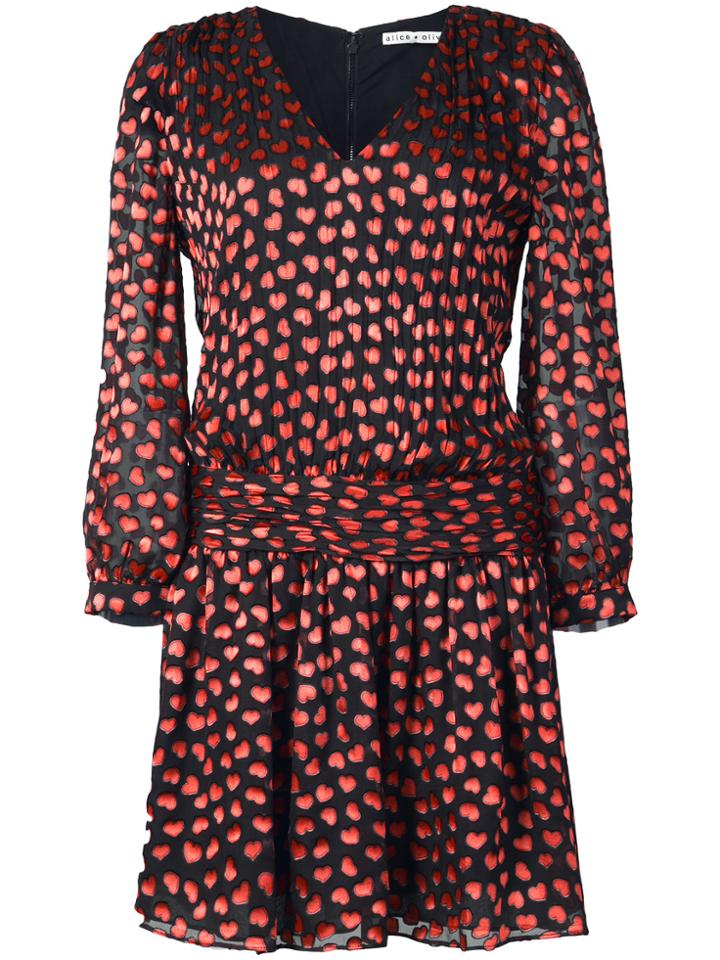 Alice+olivia Mini Heart Print Dress - Black