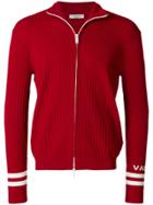 Valentino Striped Trim Zipped Sweatshirt - Red