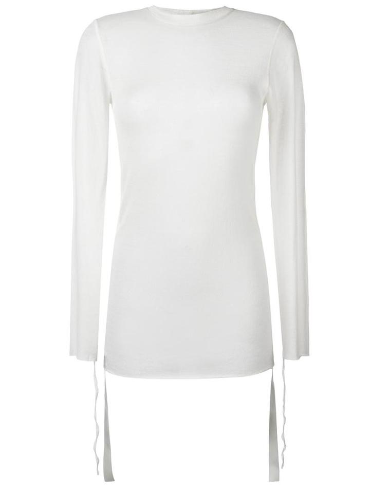 Helmut Lang Round Neck Jumper, Women's, Size: Small, White, Wool/polyester/polyurethane