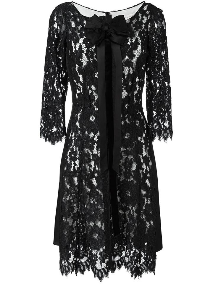 Marc Jacobs Bow Detail Lace Dress, Women's, Size: 10, Black, Nylon/rayon/modal/silk