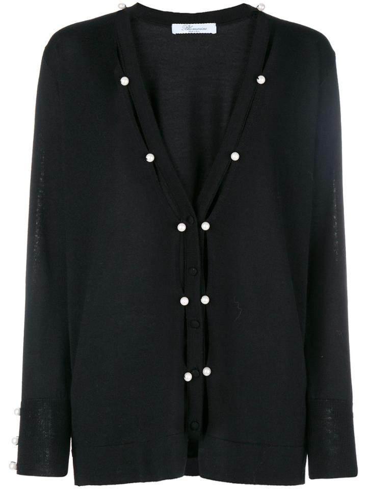 Blumarine Pearled Cut Out Cardigan - Black