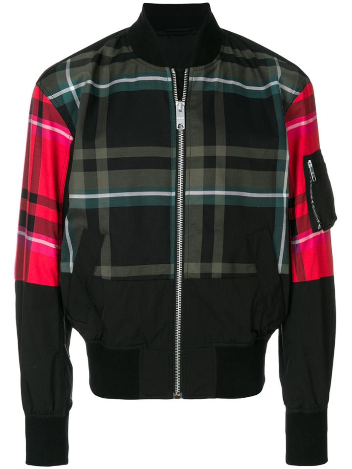 Versus Plaid Bomber Jacket - Black