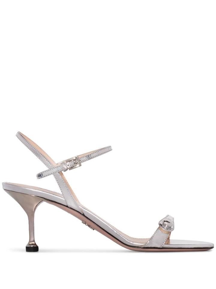 Prada Button-strap 65mm Sandals - Silver