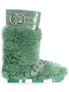 Miu Miu Faux Fur Mid-calf Boots - Green