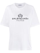 Balenciaga Logo Embroidered T-shirt - White