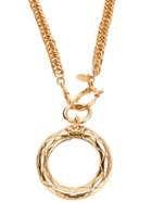 Chanel Vintage Circle Pendant Necklace, Women's, Metallic