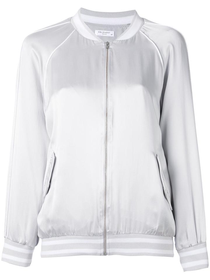 Equipment - Embroidered Bomber Jacket - Women - Silk - S, Grey, Silk
