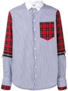 Dsquared2 Plaid Striped Panel Shirt - Blue