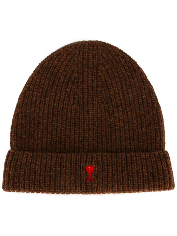 Ami Alexandre Mattiussi Ami De Coeur Beanie - Brown