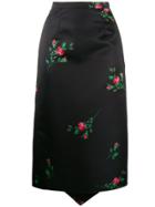 Rochas Rose Print Pencil Skirt - Black