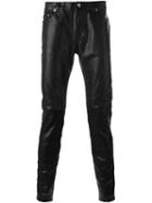 Saint Laurent Skinny Leather Trousers, Men's, Size: 52, Black, Calf Leather