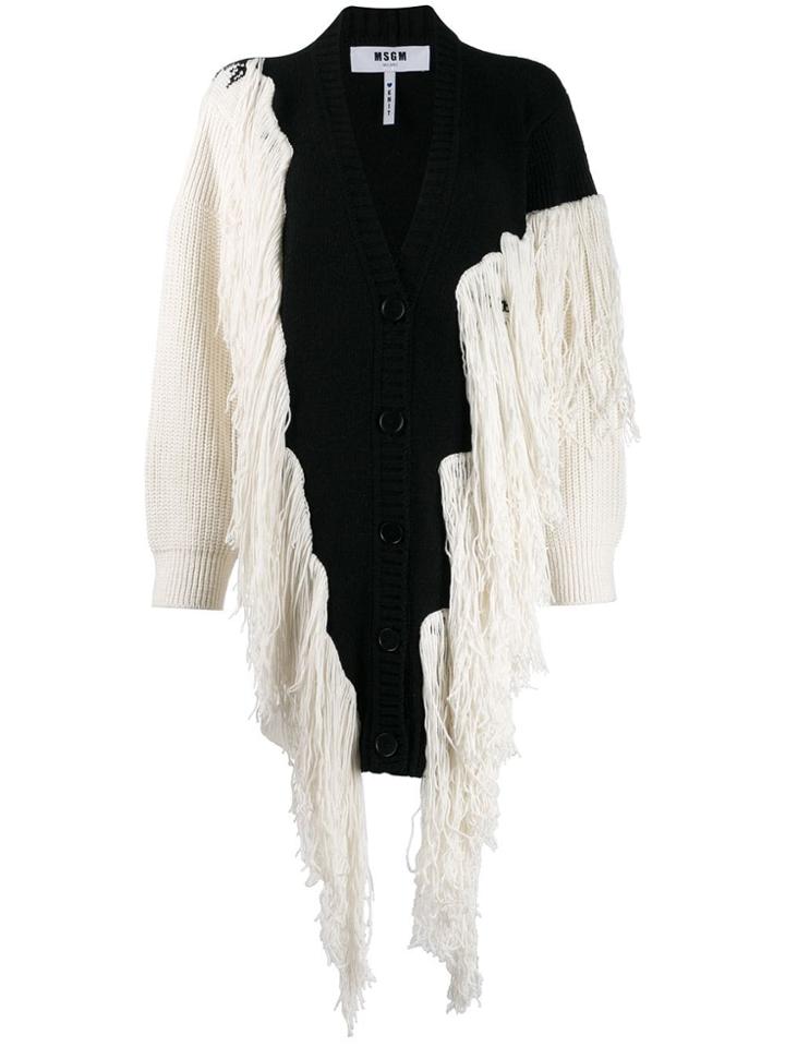 Msgm Fringed Oversized Cardigan - Black