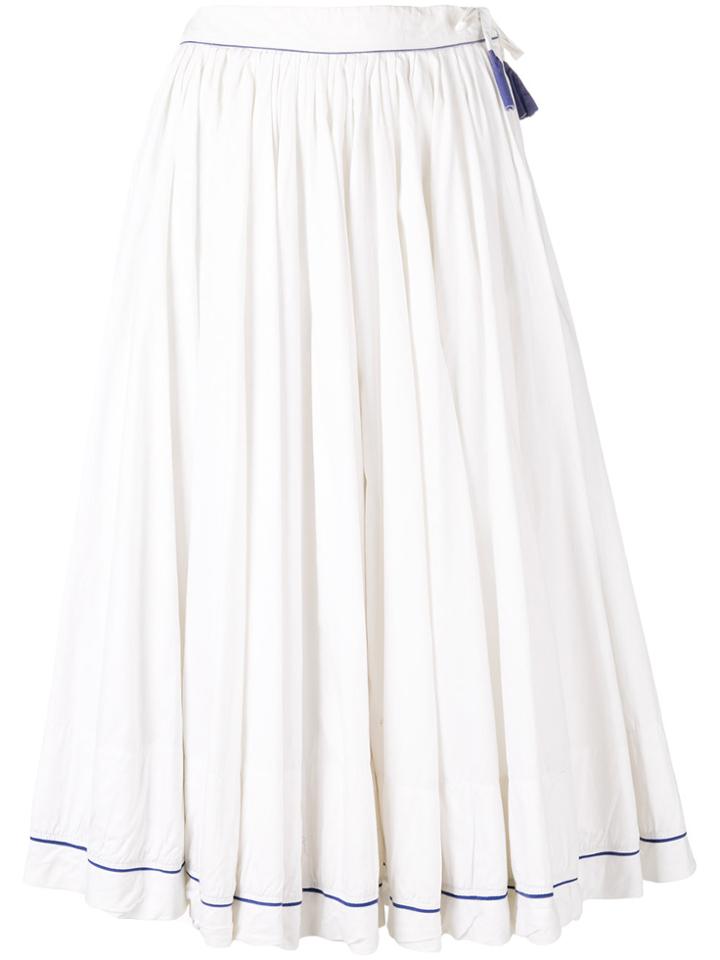 William Vintage Full Pleated Skirt - White
