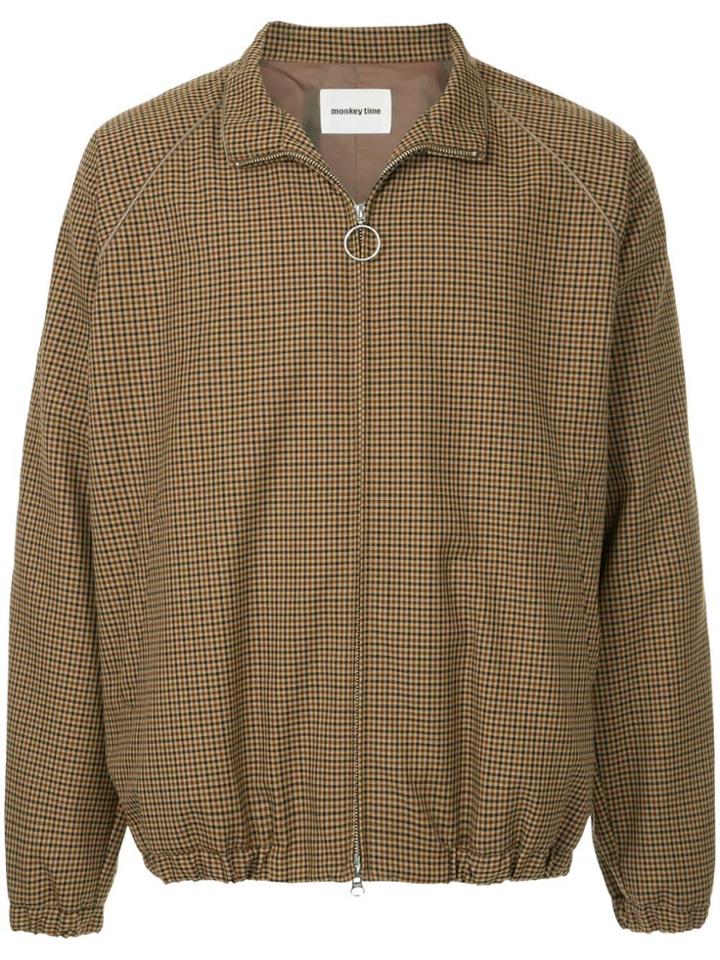Monkey Time Checked Bomber Jacket - Brown