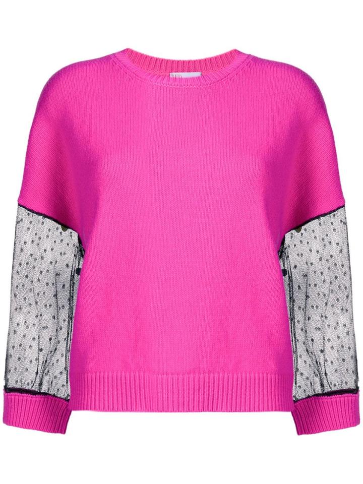Red Valentino Lace Sleeve Jumper - Pink & Purple