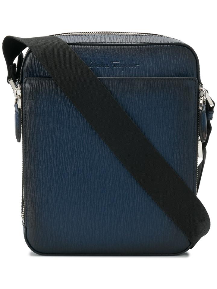 Salvatore Ferragamo Embossed Logo Messenger Bag - Blue
