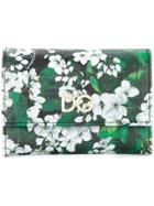 Dolce & Gabbana White Geranium Print Continental Wallet - Black