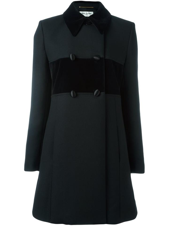 Saint Laurent Baby Doll Coat, Women's, Size: 38, Black, Silk/cotton/wool