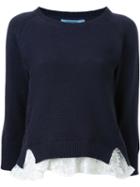 Guild Prime Crew Neck Lace Insert Jumper, Women's, Size: 36, Blue, Cotton/acrylic