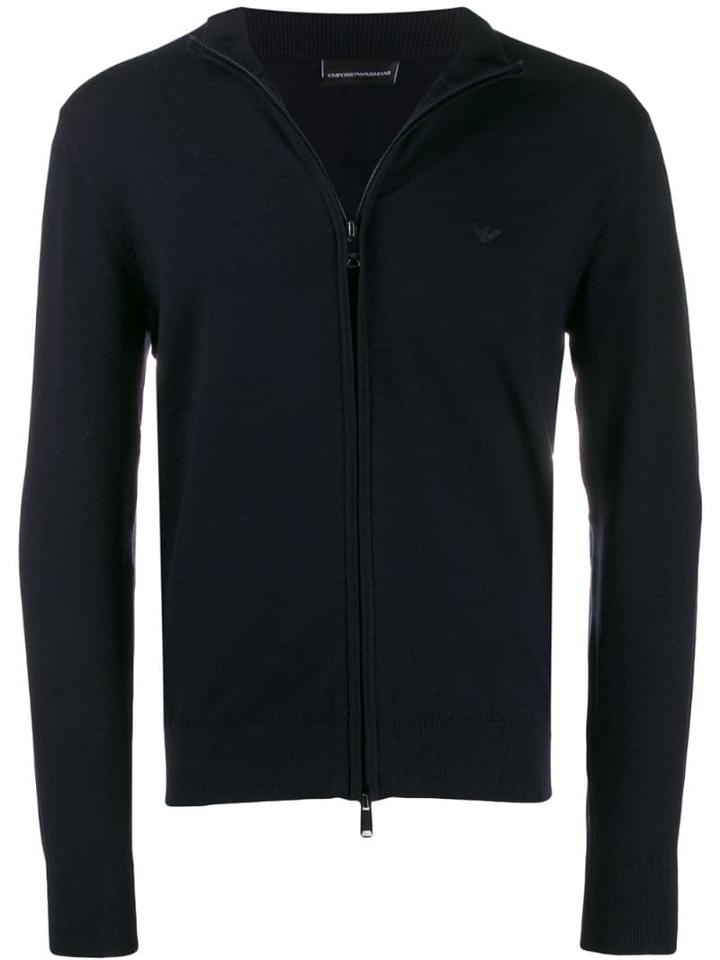 Emporio Armani Eagle Logo Cardigan - Blue