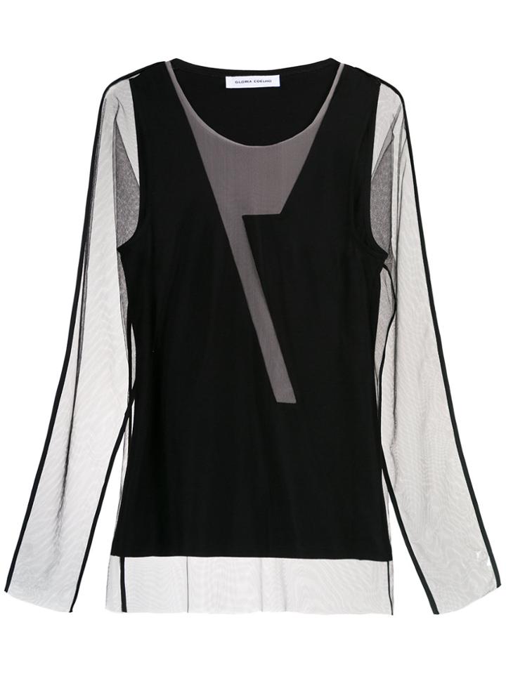 Gloria Coelho Panelled Tulle Top - Black