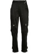 Jonathan Simkhai High-waisted Satin Cargo Trousers - Black