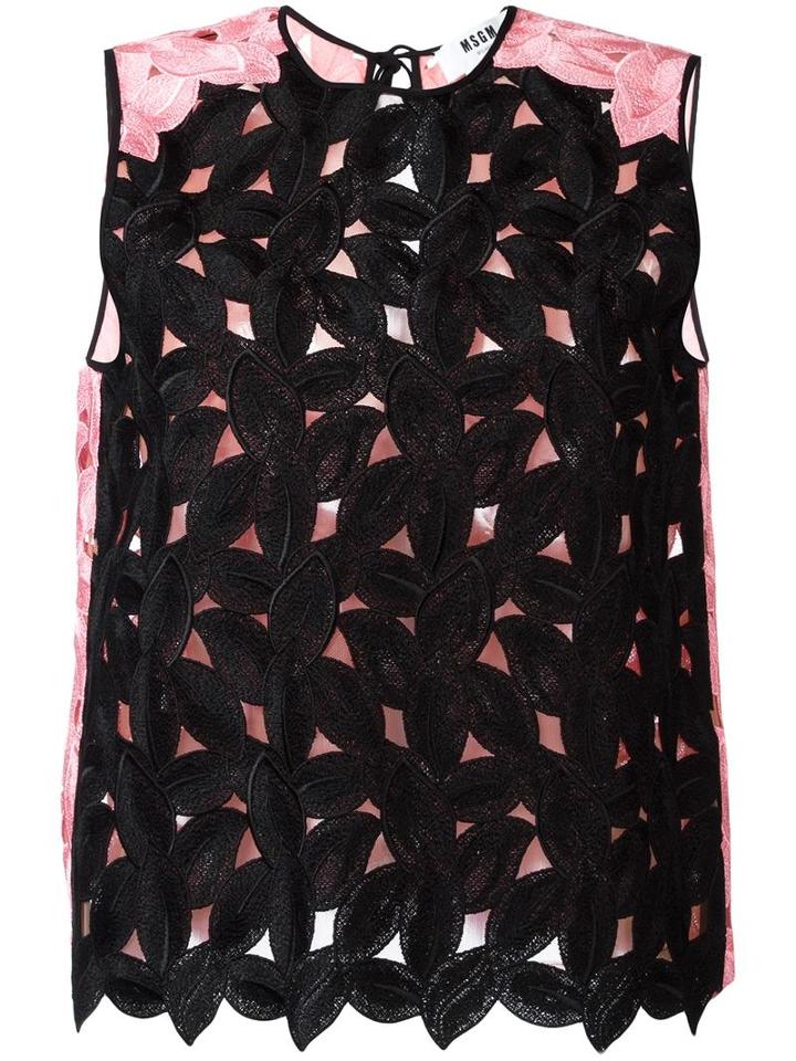 Msgm Petals Tank Top, Women's, Size: 42, Black, Polyester