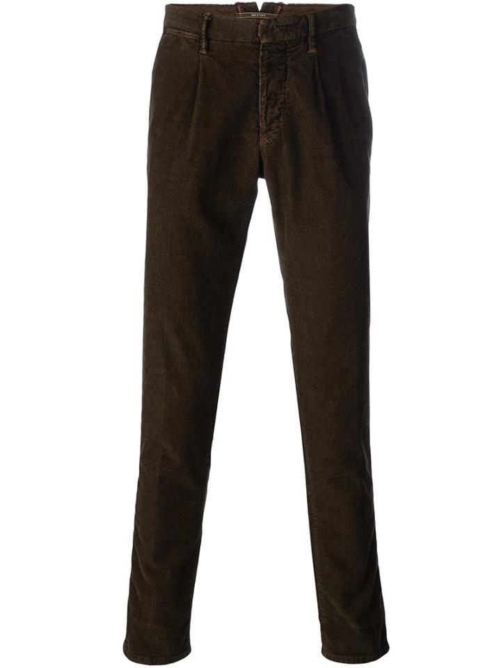 Incotex Slim Fit Trousers, Men's, Size: 36, Brown, Cotton/spandex/elastane