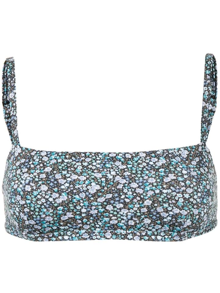 Matteau Floral Print Bikini Top - Blue