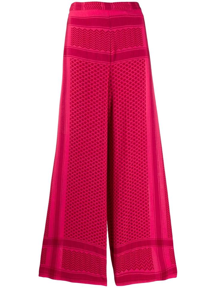 Cecilie Copenhagen Printed Wide Leg Trousers - Red