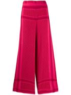 Cecilie Copenhagen Printed Wide Leg Trousers - Red