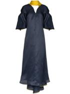 Roksanda Farola V-neck Draped Silk Organza Dress - Blue