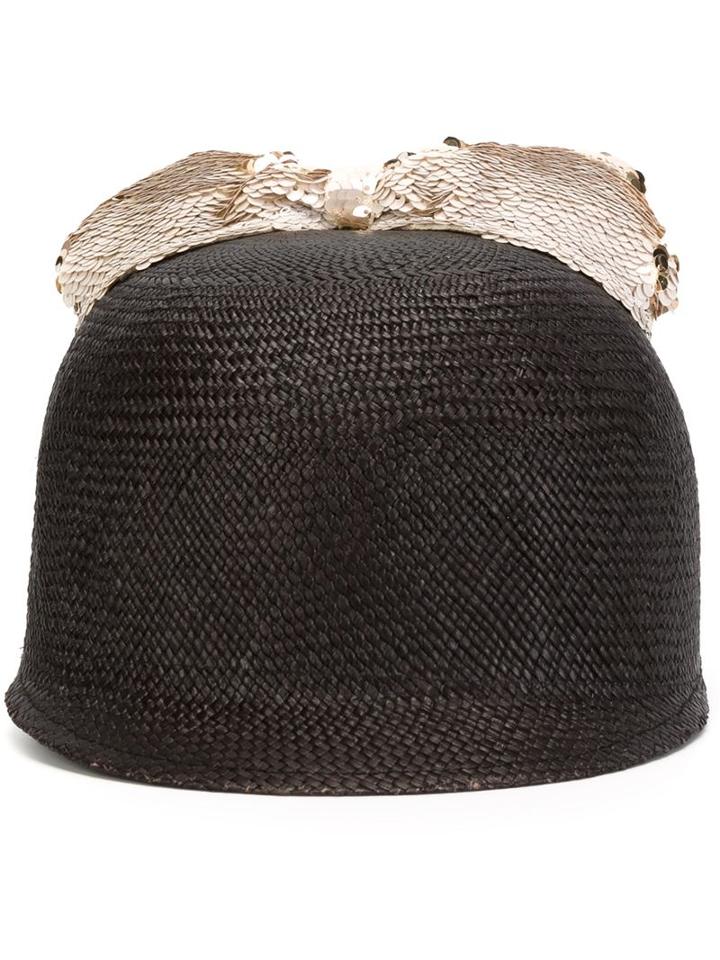 Federica Moretti 'minu Epal' Hat, Women's, Black, Straw/polyester