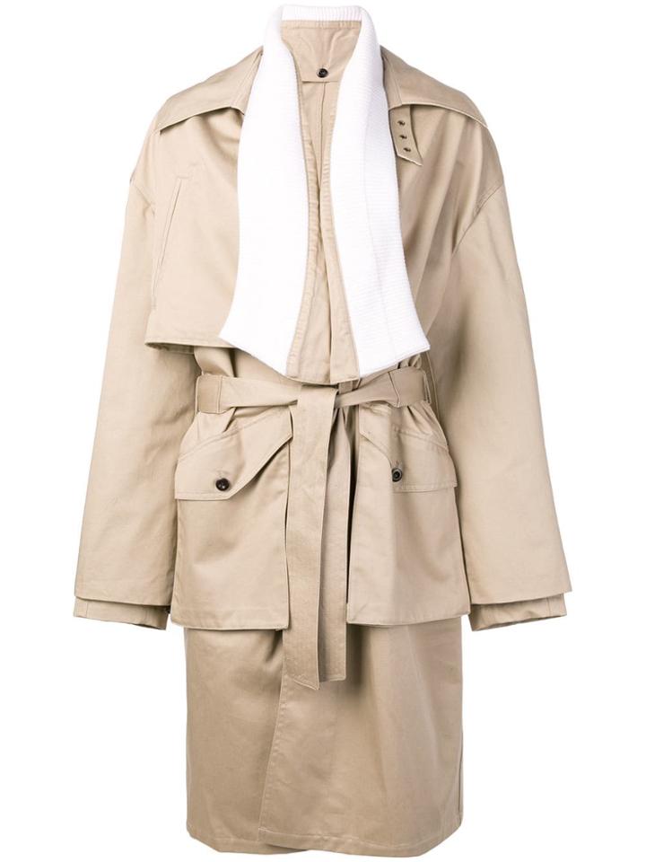 Faith Connexion Ribbed Lapel Coat - Neutrals