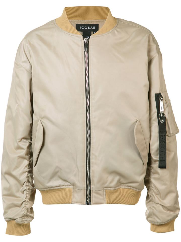 Icosae Octopus Patch Bomber Jacket, Men's, Size: Small, Nude/neutrals, Cupro/nylon