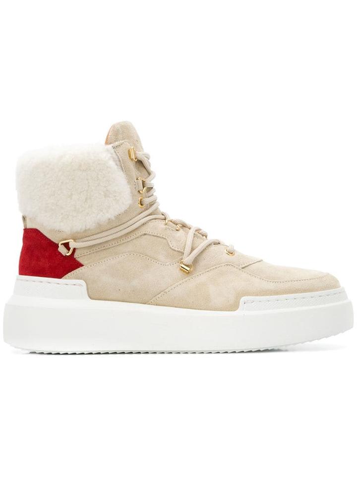 Buscemi Shearling Cuff High-top Sneakers - Neutrals
