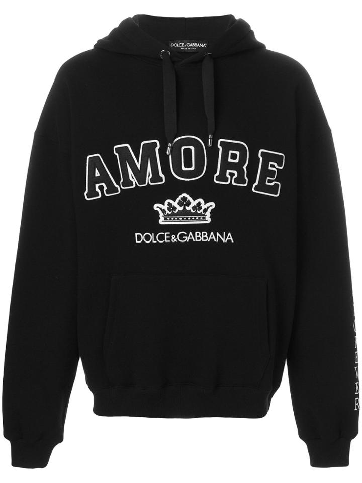 Dolce & Gabbana Amore Appliqué Hoodie - Black