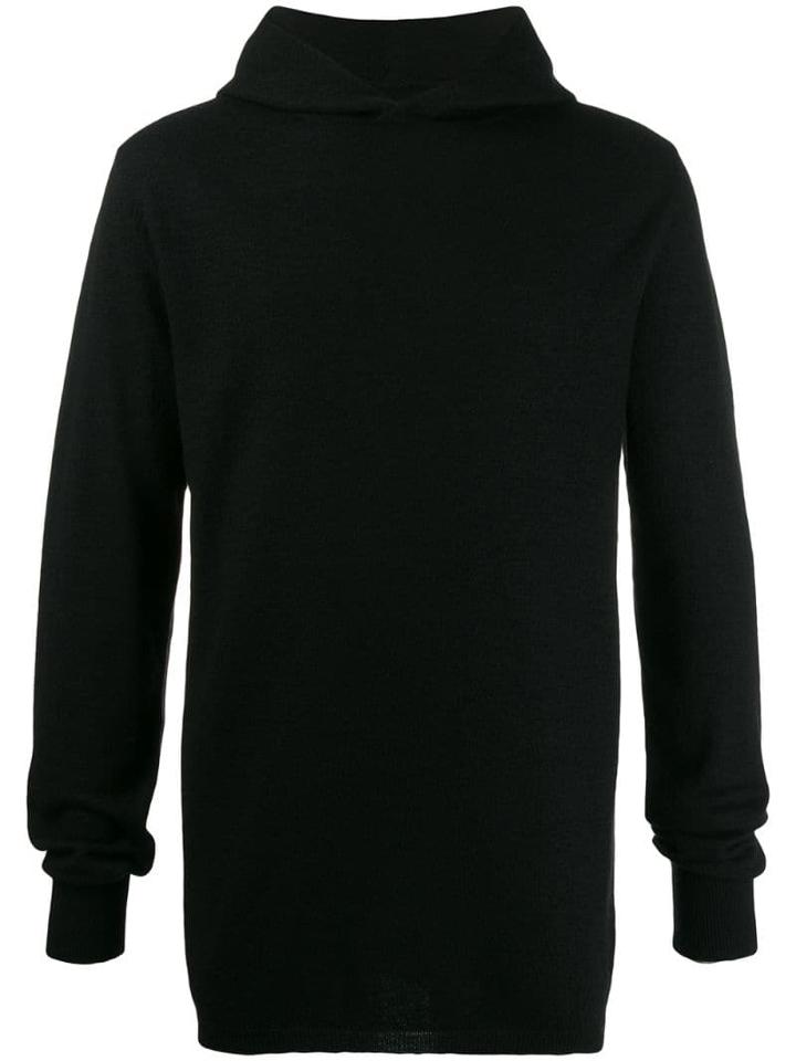 Rick Owens Cashmere Hooded Knitted Sweater - Black
