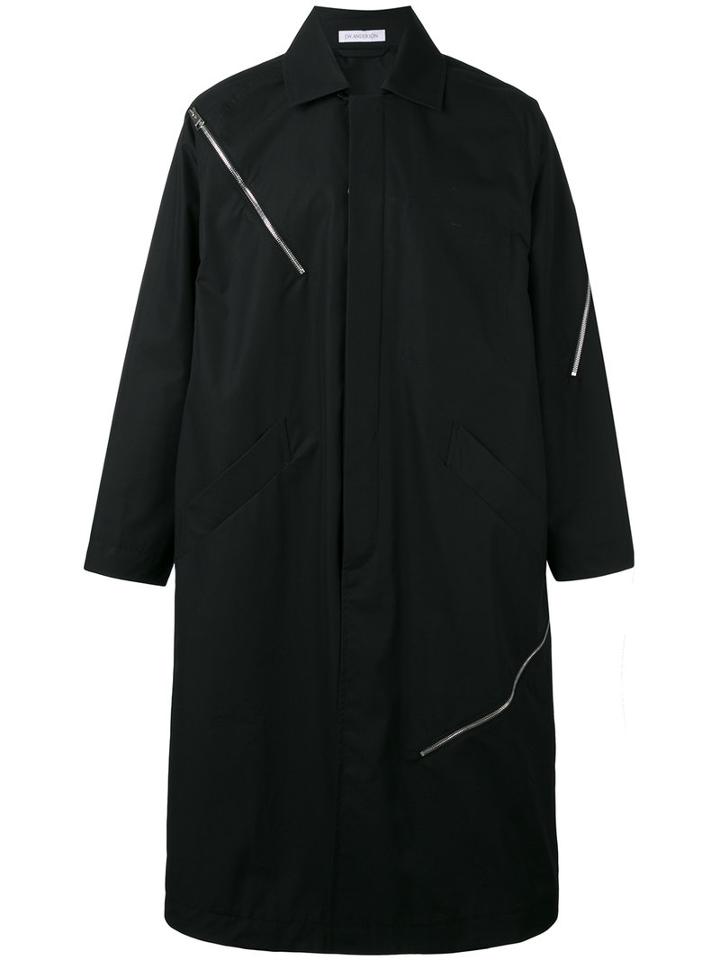 J.w.anderson Zipper Detailing Midi Coat, Men's, Size: 50, Black, Cotton/viscose