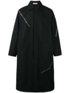 J.w.anderson Zipper Detailing Midi Coat, Men's, Size: 50, Black, Cotton/viscose