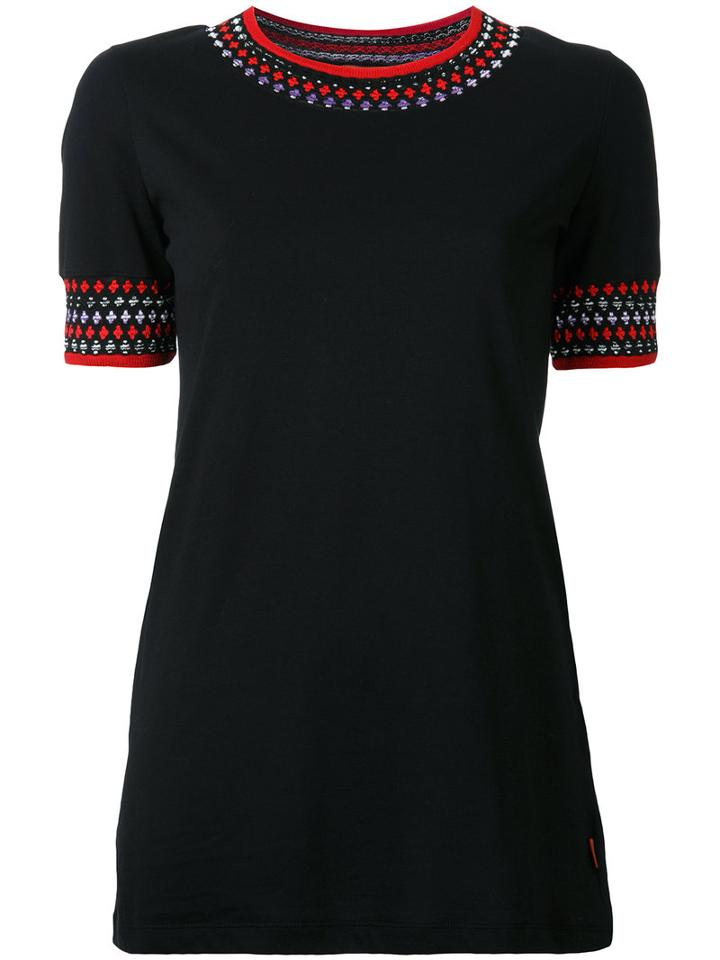 Missoni Geometric Collar Embroidery T-shirt, Size: Large, Black, Nylon/polyester/rayon