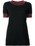 Missoni Geometric Collar Embroidery T-shirt, Size: Large, Black, Nylon/polyester/rayon