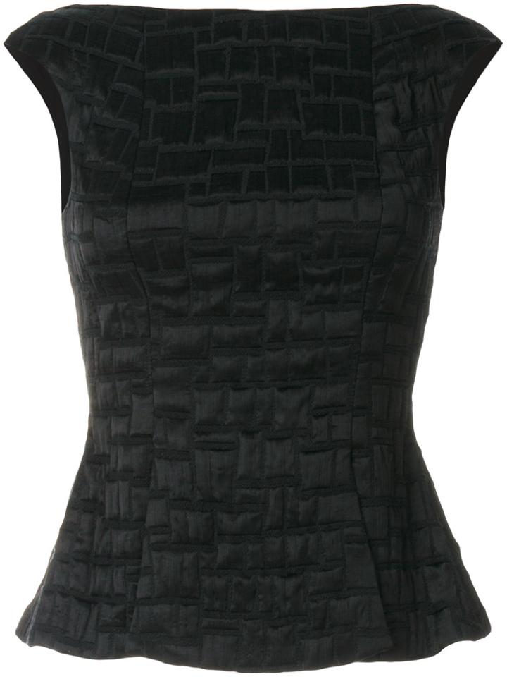 Talbot Runhof Textured Peplum Top - Black