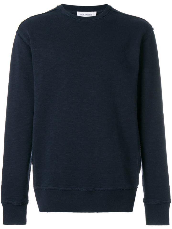 Jil Sander Raw Stitch Crew Neck Sweater - Blue