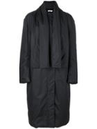 Jil Sander Scarf Neck Oversized Coat - Black