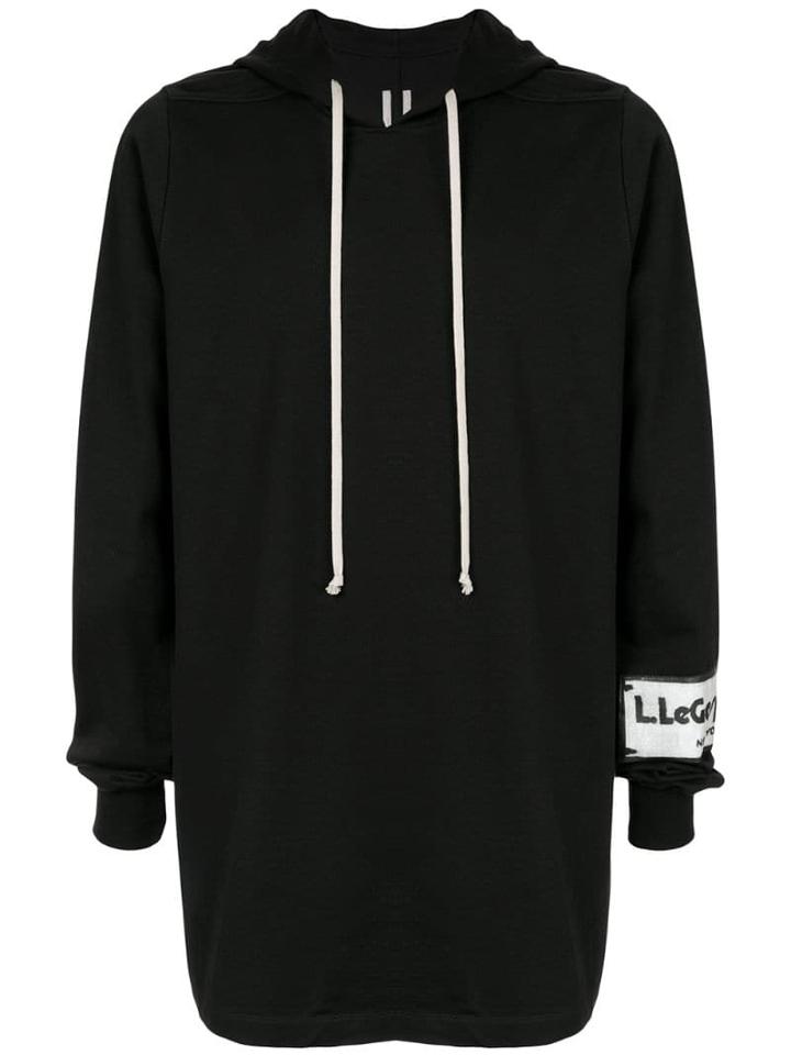 Rick Owens Long Line Hoodie - Black